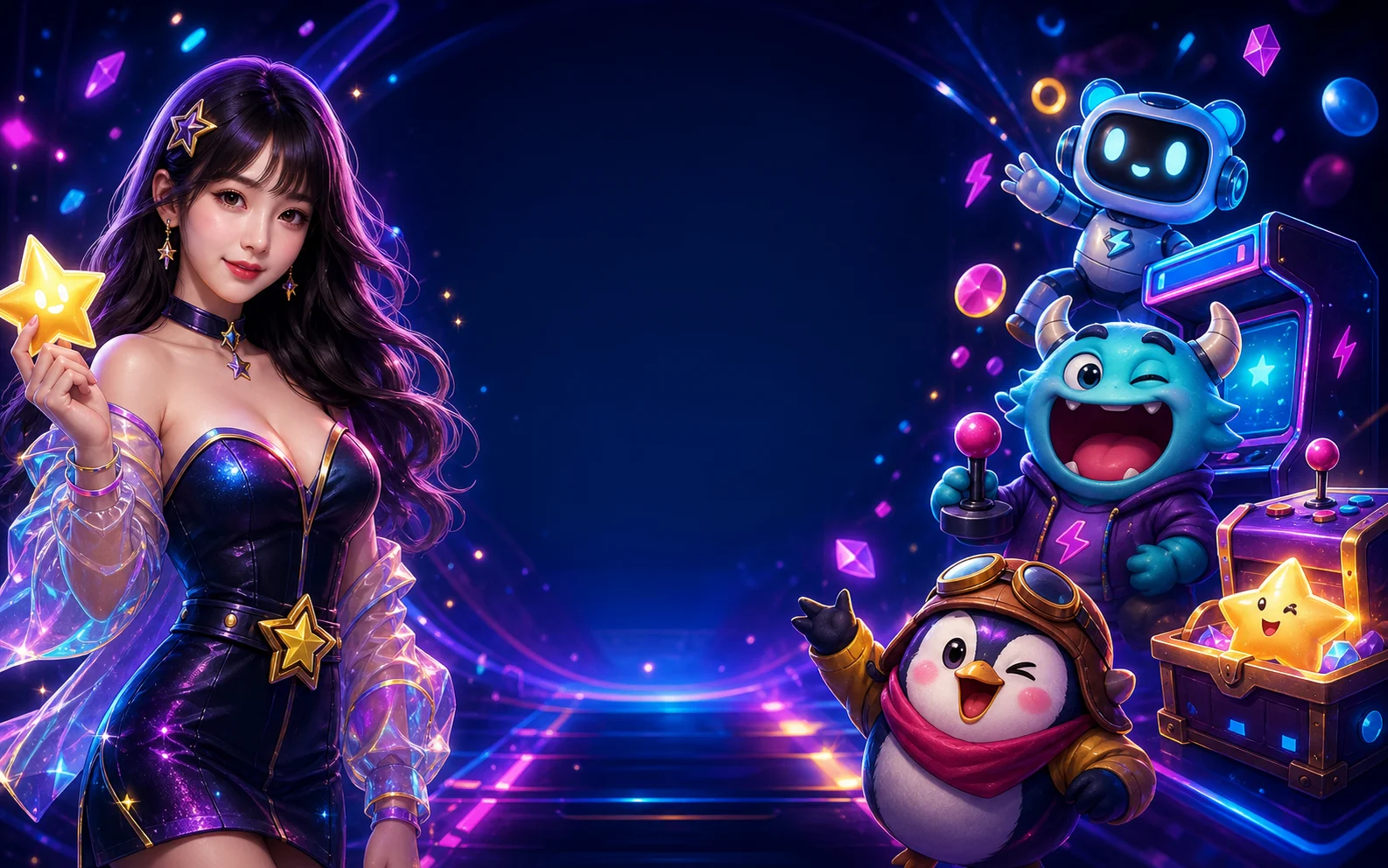 โลกเกมและมาสคอตสไตล์นีออนของ LALAPLAY
